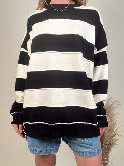 Clermont Striped Pullover - Black