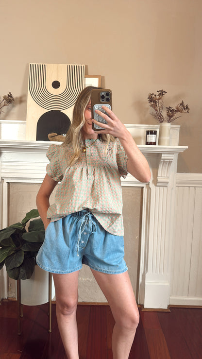 Drawstring Denim Shorts