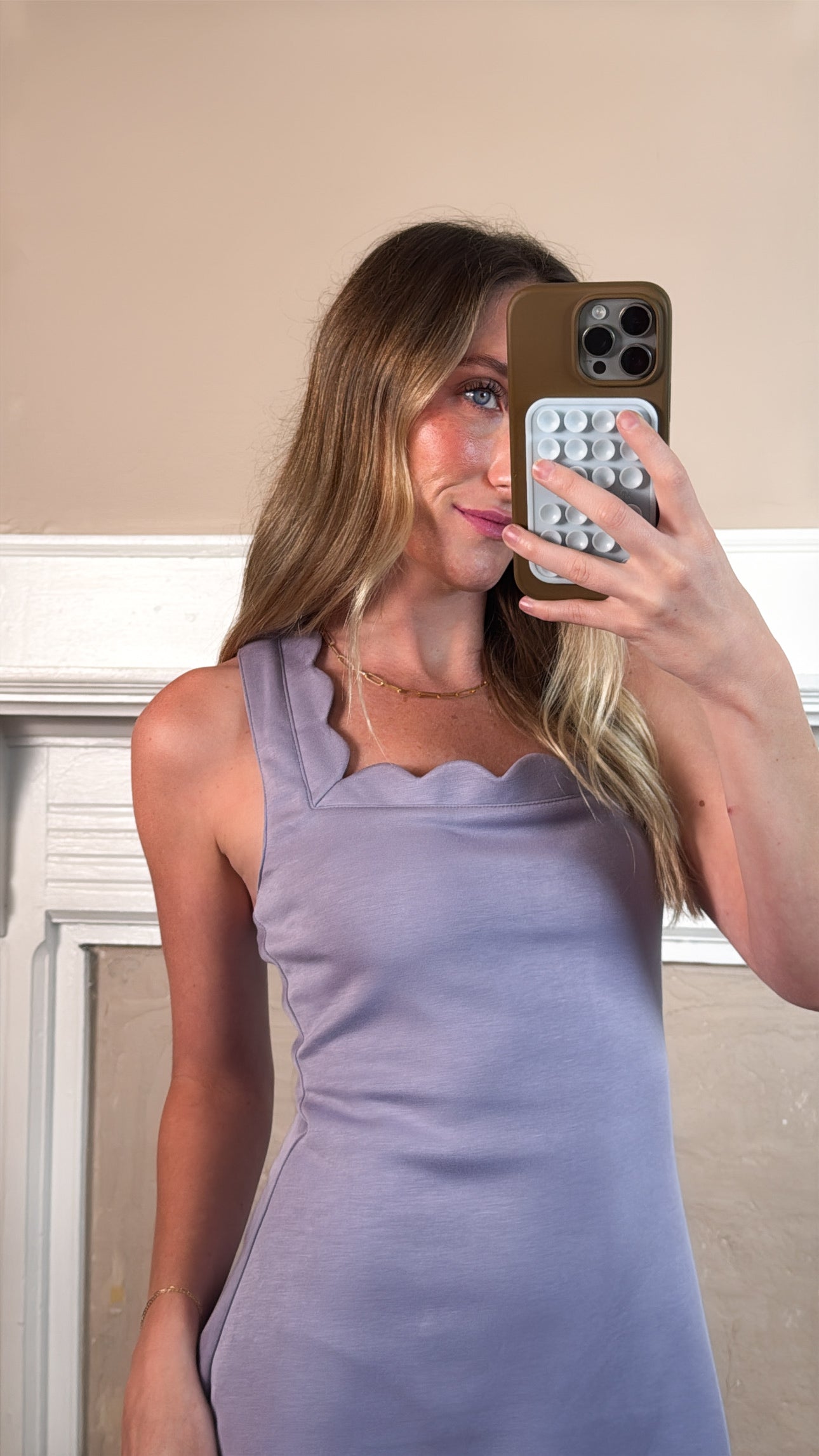 Scallop Scuba Mini Dress - Lavender