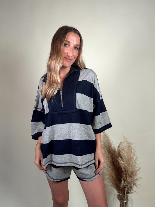 Free Falling Striped Top and Shorts Set