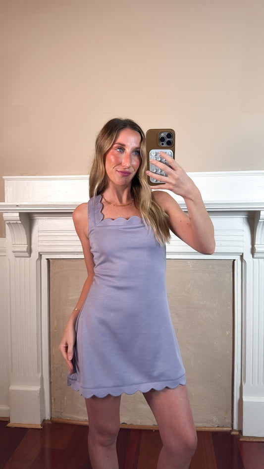Scallop Scuba Mini Dress - Lavender