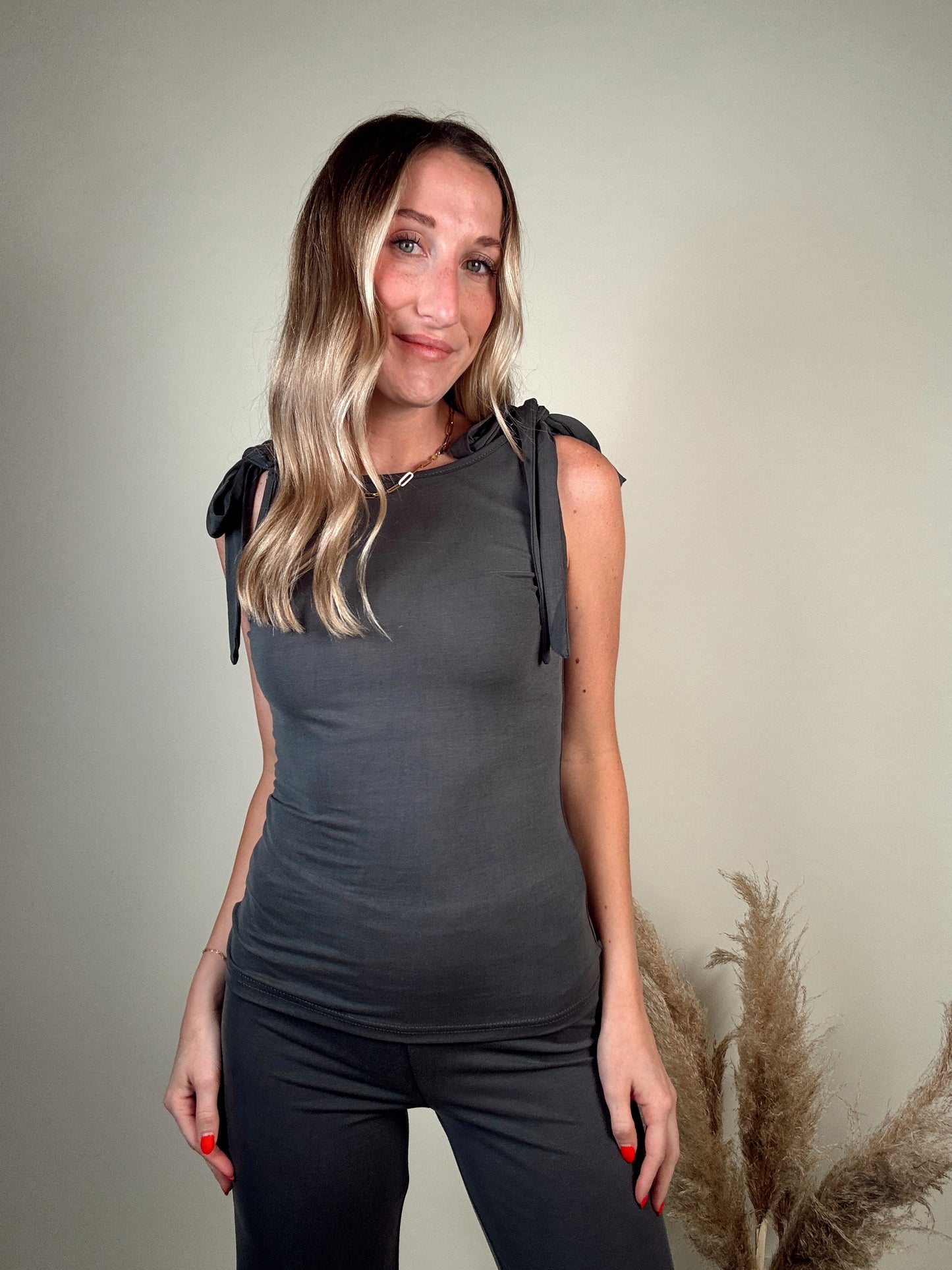 Greta Shoulder Tie Top and Pant Set
