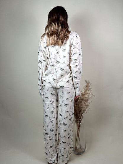 Duck Print Cardigan and Pants Set