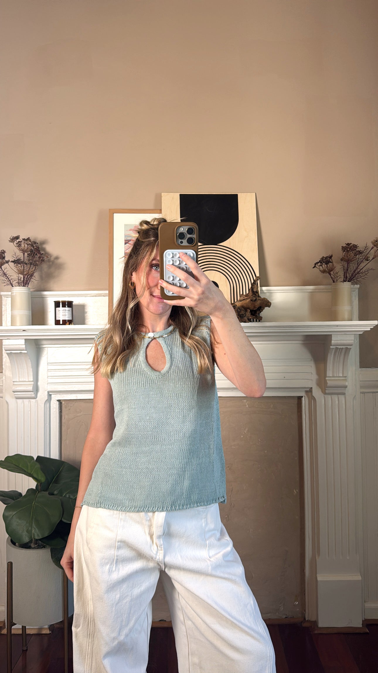 The Molli Top | Keyhole Sleeveless Knit Top Teal