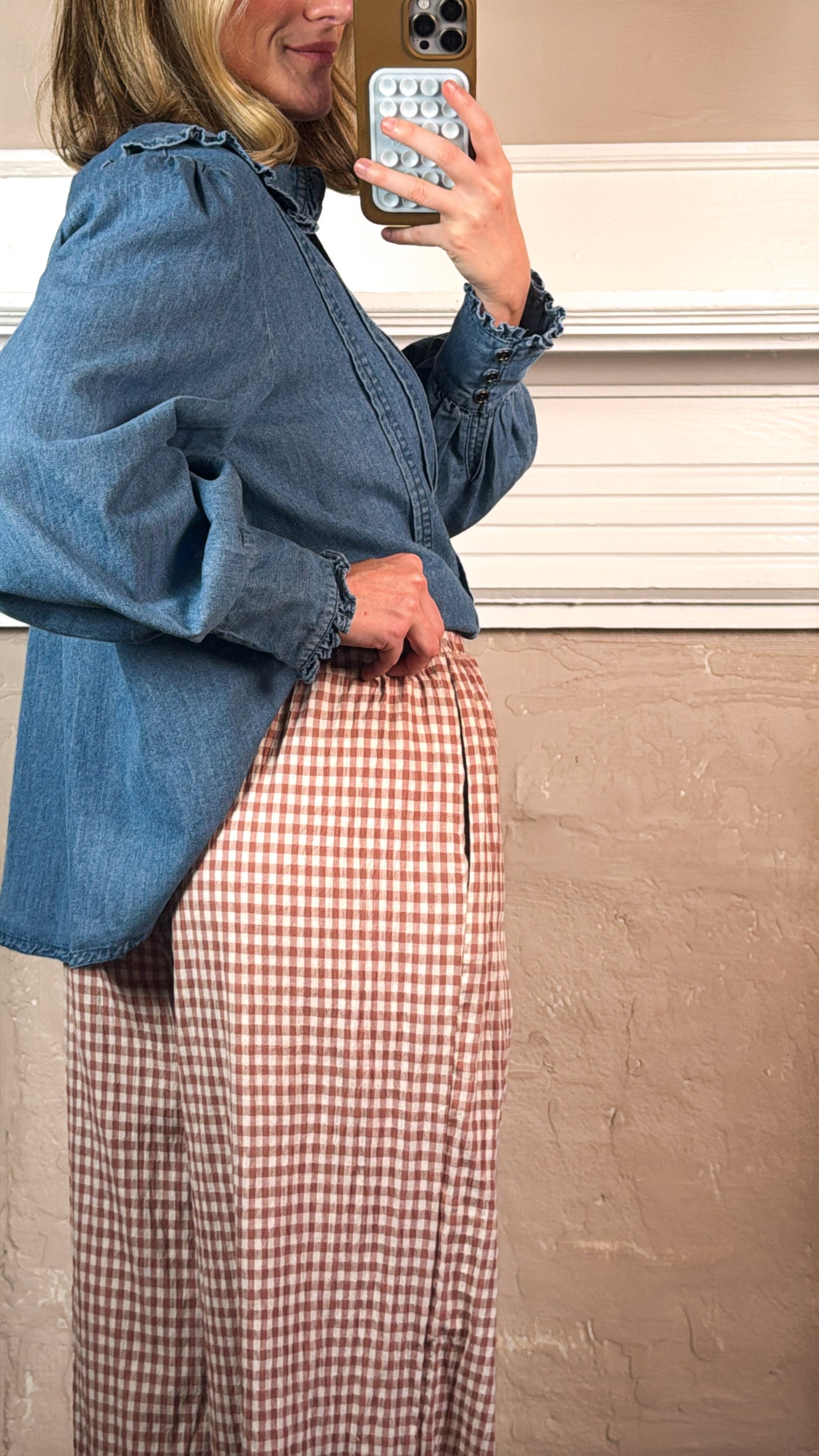 Gingham Pants - Dusty Rose
