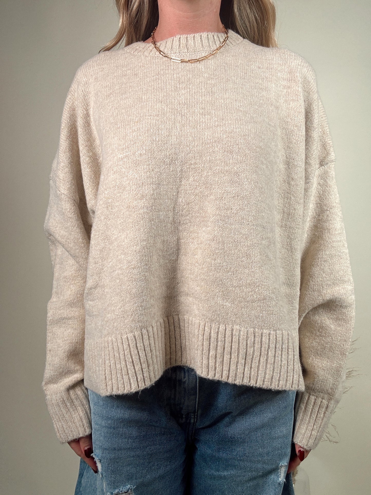 Taupe Tie Back Sweater