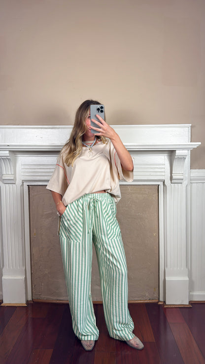 Sage Striped Pants