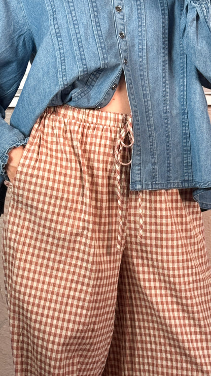 Gingham Pants - Dusty Rose
