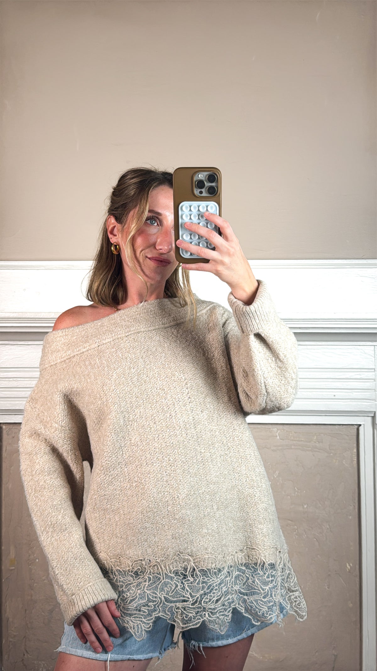Susie Off The Shoulder Lace Sweater