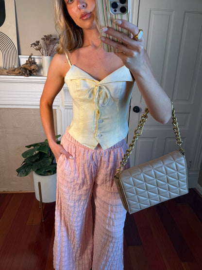 Leslie Linen Top - Butter Yellow