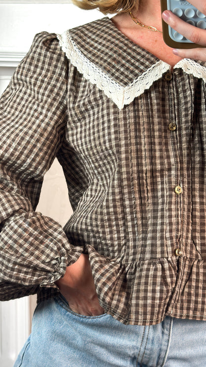 Gingham Peplum Blouse