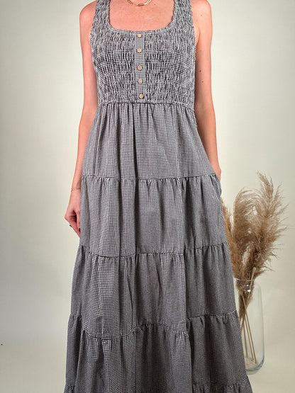 Preston Plaid Tiered Midi Dress