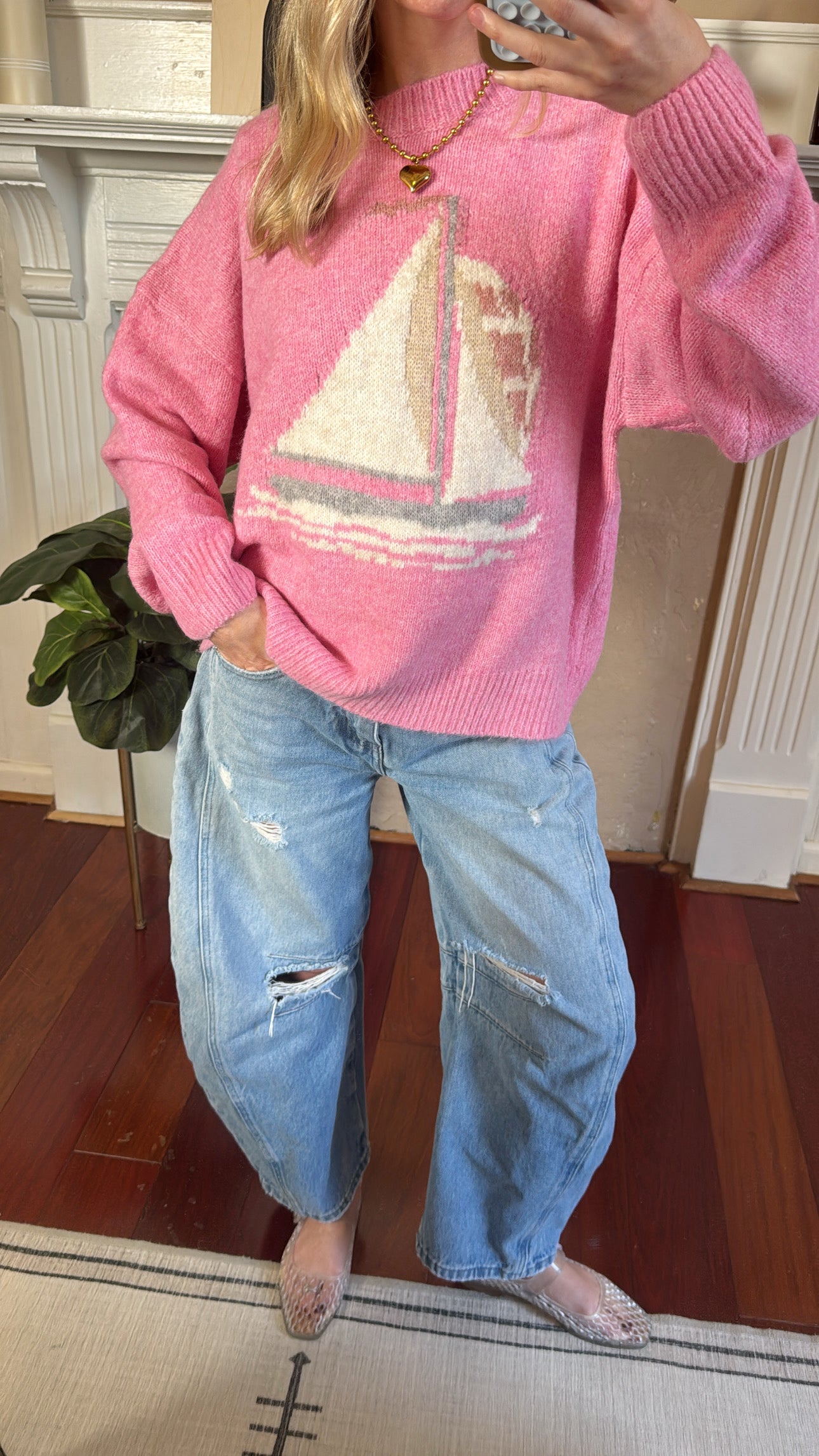 Sailboat Sweater - Pink