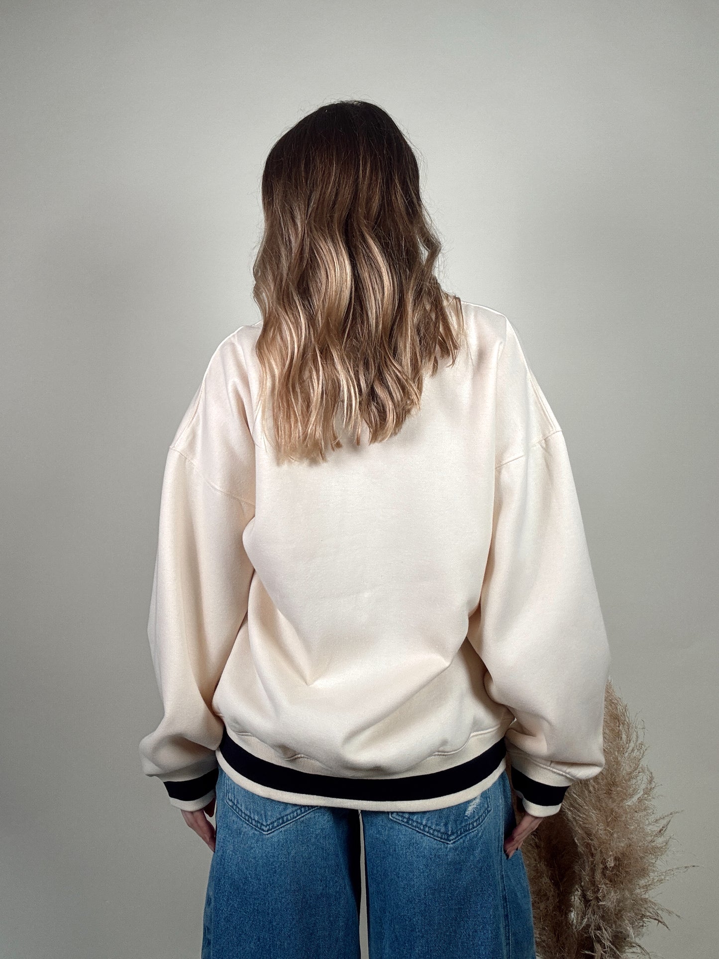 Stripe Hype Oversized Pullover - Cream