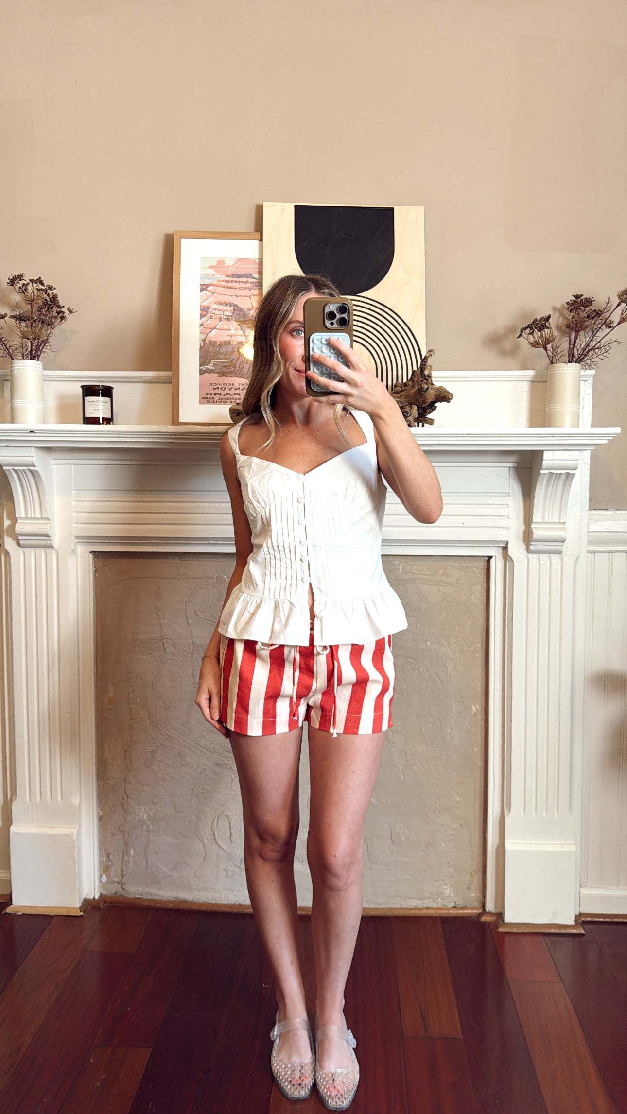 Poplin Sweetheart Neck Peplum Top