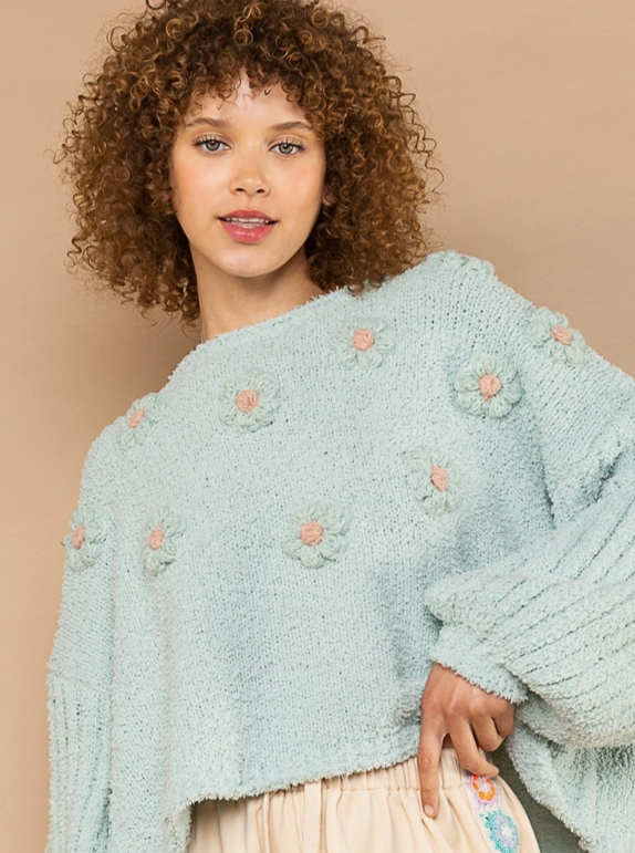 Teddy Floral Fleece Sweater