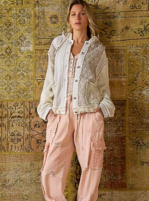 Stay warm in style with this Aspen Button Down Shacket. This lightweight quilted shacket features a hood for extra coverage, making it the perfect combo of functional and fashionable. Wear it open and layer it with your favorite boho pieces for the perfect look.
