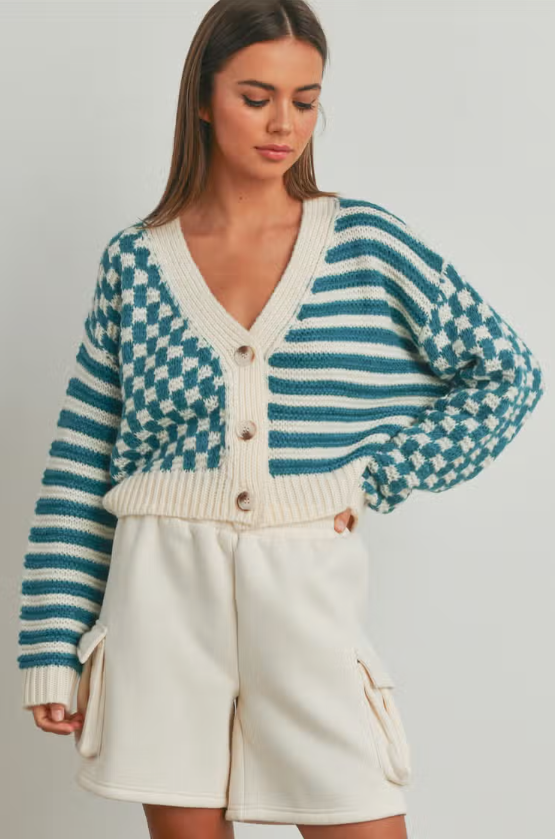Cheeky Checkered Stripe Cardigan
