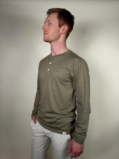 Men's Ecobreeze Henley Long Sleeve - Heather Sage