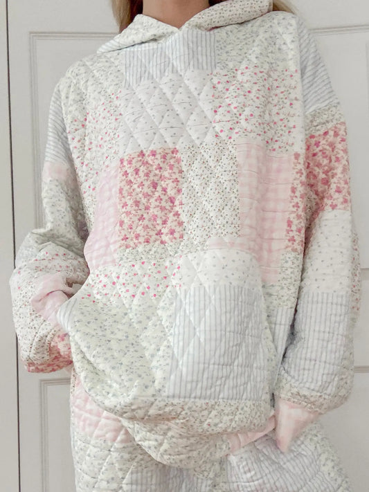 Quilted Pastel Hoodie Sweatshirt