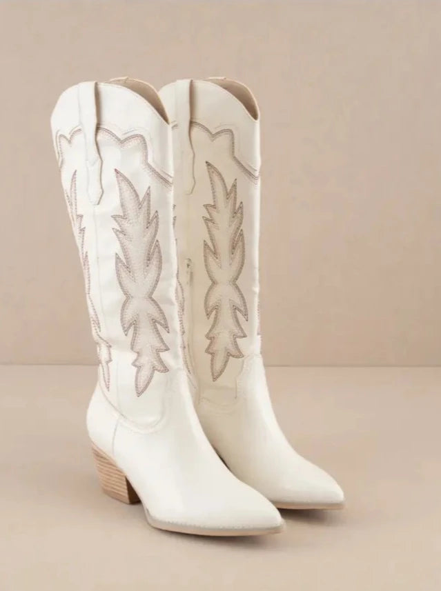 AnsleyWhite Western Cowboy Boot