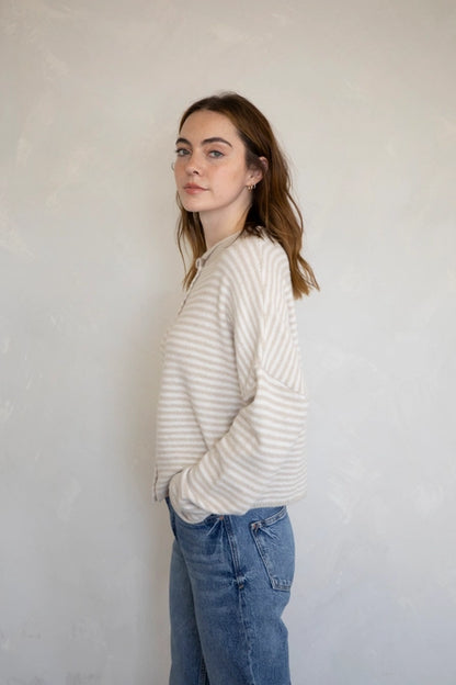 Nola Cardigan - Cream Stripes