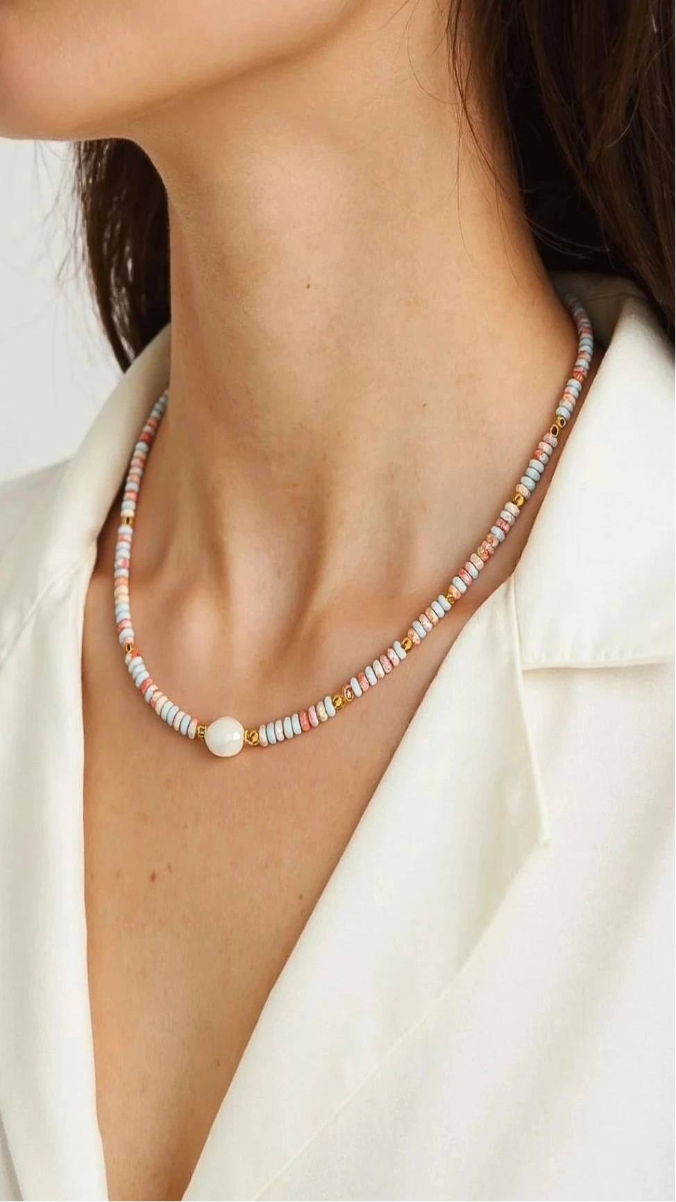 Swank Non-Tarnish Boho Beaded Pearl Necklace