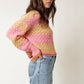 Mandy Multi Stripe High Neck Sweater Top