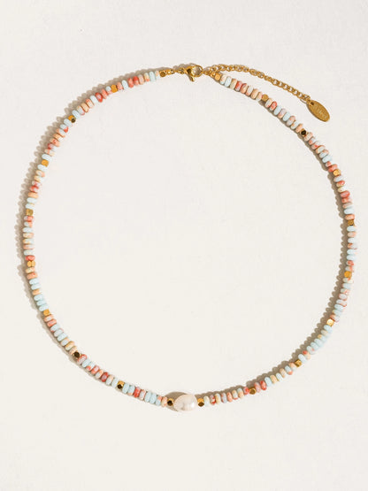 Swank Non-Tarnish Boho Beaded Pearl Necklace