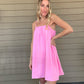 Bubblegum Baby doll Dress  Baby doll Dress Scrunch tank straps Pockets 100% Polyester Color: Pink, wedding guest dress, spring dress