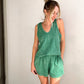 Mineral Wash French Terry Cloth Matching Shorts and Tank Top Set