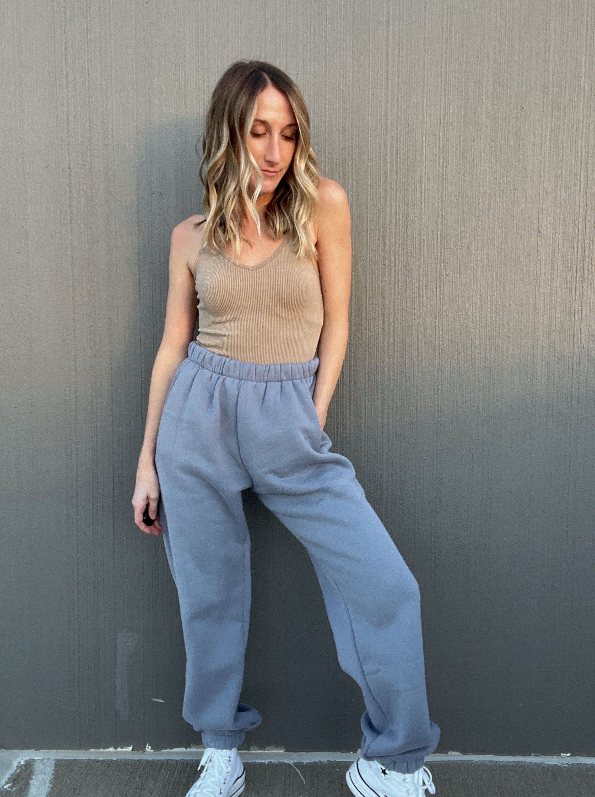 Cozy Plush Sweatpants French Blue Urban Nomad Boutique