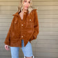 Vail Fur Jacket - Camel  Solid Soft Fur Women's Long Sleeves Collared Oversized Jacket Collared neck Snap button closure Front pockets on chest 100% Nylon Color: Camel