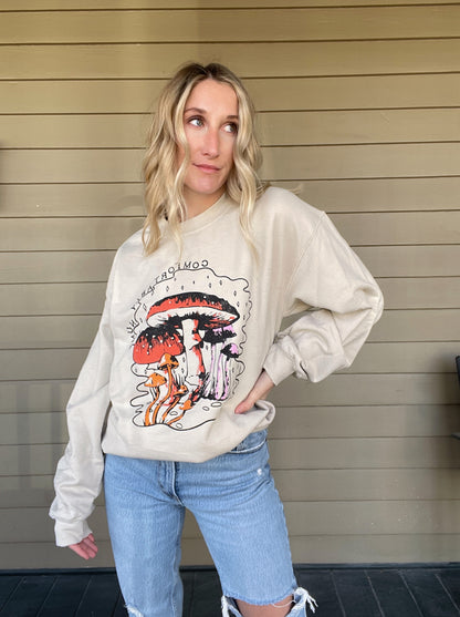 Comfortably Numb Mushrooms Thrifted Sweatshirt