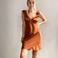 V neck sleeveless satin dress, loose fitting