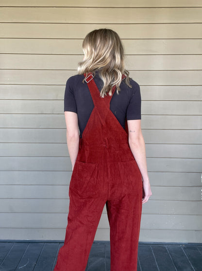 Woven Cotton Corduroy Overalls Jumpsuit