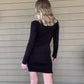 Sweater ribbed mini dress with front slit