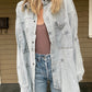 Star Print Washed Denim Shirt Jacket Shacket