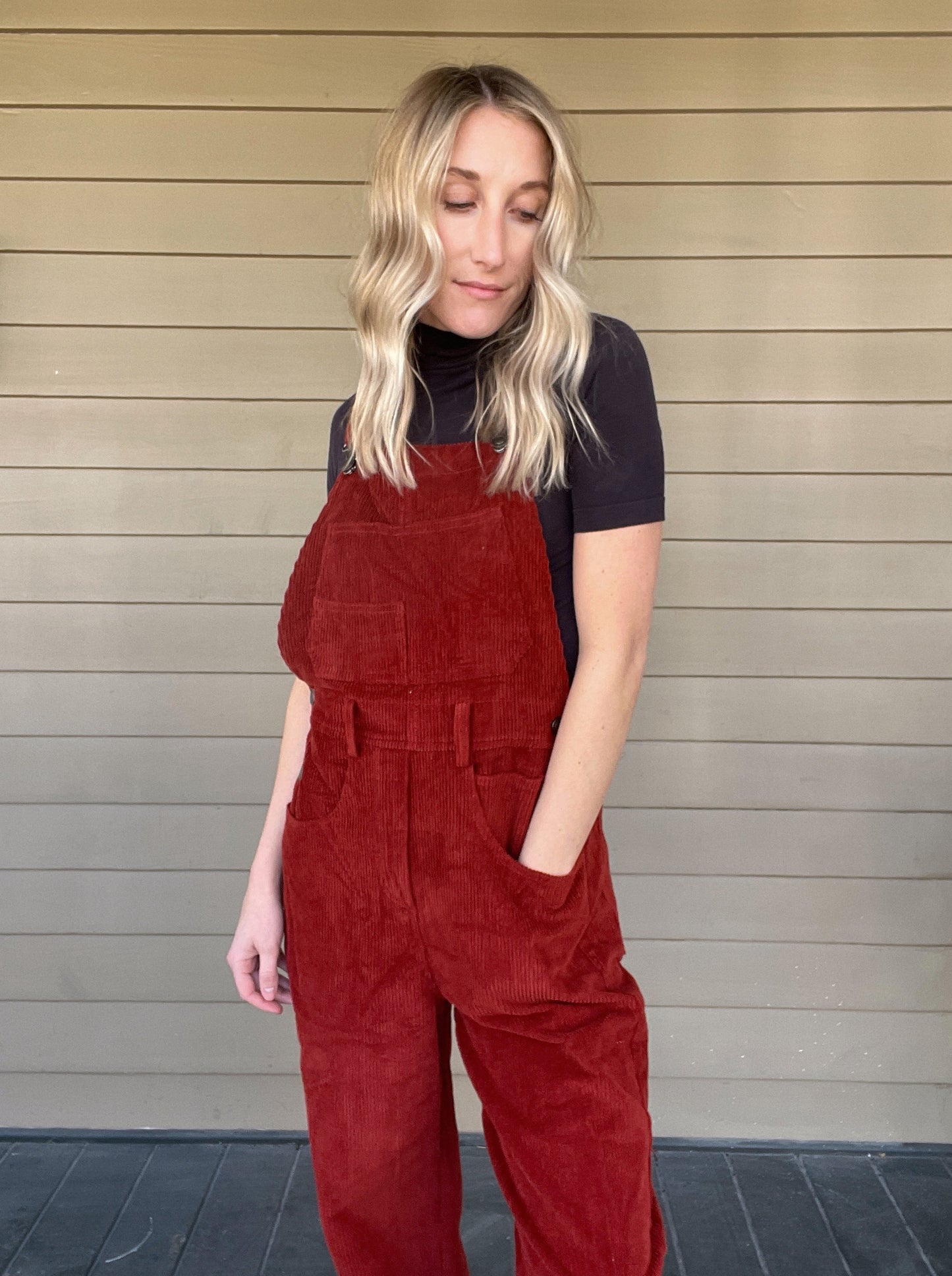 Woven Cotton Corduroy Overalls Jumpsuit