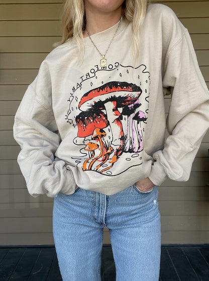 Comfortably Numb Mushrooms Thrifted Sweatshirt