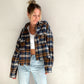 Plaid Distressed Hem Crop Shacket