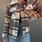 Vintage Plaid Sherpa Collared Jacket with Pockets