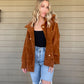 Vail Fur Jacket - Camel  Solid Soft Fur Women's Long Sleeves Collared Oversized Jacket Collared neck Snap button closure Front pockets on chest 100% Nylon Color: Camel