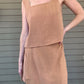 Out West Tank Top and Skirt Set  Tank top and skirt set Loose tank top Side button details on skirt Mini skirt 70% Rayon, 30% Linen Color: Tan