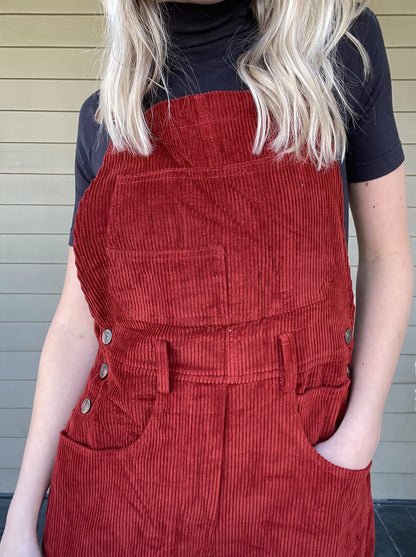 Woven Cotton Corduroy Overalls Jumpsuit