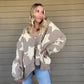 Star Knitted Cardigan  Oversized Star Pullover Sweater Cardigan Long drop-shoulder sleeves Open front and button down Oversize fit 49% Acrylic, 35% Polyester, 14% Nylon, 2% Spandex Color: Taupe Multi