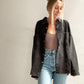 Washed Denim Long Sleeve Tunic Jacket Button Down