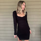 Sweater ribbed mini dress with front slit